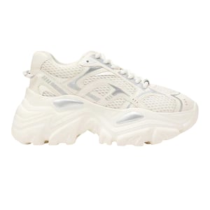 Steve Madden Raftus-sportschoenen met dikke zool voor dames (Wit/zilver)