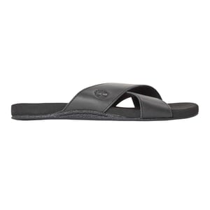 Timberland Leren slippers met gekruiste bandjes voor heren – Seaton Bay (Jet Zwart)
