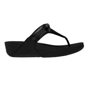 FitFlop Dames Lulu Glitter Strik Leren Tussenstuk Wedge Sandalen (Zwart)