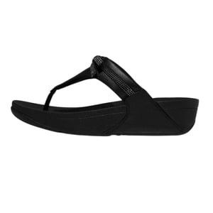 FitFlop Dames Lulu Glitter Strik Leren Tussenstuk Wedge Sandalen (Zwart)