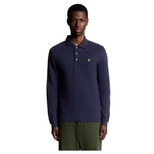 Lyle & Scott Herenpoloshirt met lange mouwen en merklogo op de borst (Marineblauw)