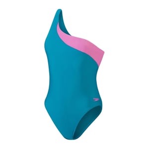 Speedo Dames/Dames Asymmetrisch Eendelig Zwempak (Groen/roze)