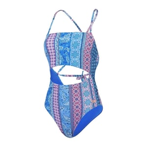 Speedo Dames Paisley Zwempak Eénstuk (Blauw/Roze)