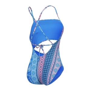 Speedo Dames Paisley Zwempak Eénstuk (Blauw/Roze)