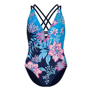 Zoggs Dames Wild Rose Cross Back Éénstuk Badpak (Blauw)