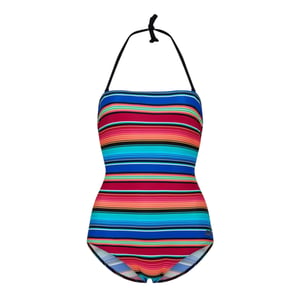 Zoggs Dames Mexicali Gestreepte Strapless Eénstuk Badpak (Multikleur)