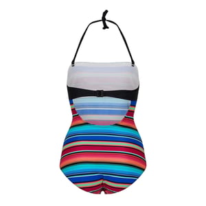 Zoggs Dames Mexicali Gestreepte Strapless Eénstuk Badpak (Multikleur)