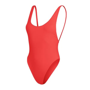 Speedo Dames Effen Scoop Neck Badpak (Rood)