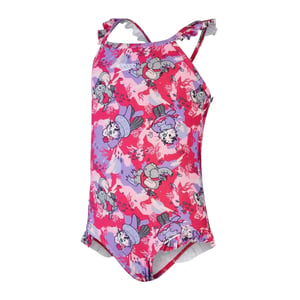 Speedo Meisjeszwempak met ruches en dierenprint (Roze)