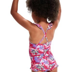 Speedo Meisjeszwempak met ruches en dierenprint (Roze)