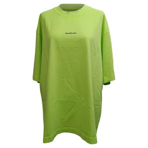 Acne Studios Erin Stamp T-shirtjurk van katoen in neon groen