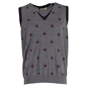 Gucci Bee & Star sweatervest in grijze wol