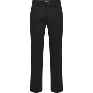 Enkel Heren Effen Rechte Cargo Broek (Zwart)