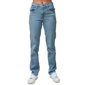 Levis Damesjeans 724 van katoen met hoge taille (Lichtblauw)
