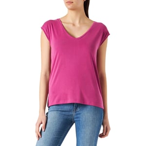 Pieces Pckamala gebreid T-shirt met V-hals voor dames (Festival Fuchsia)