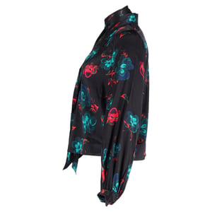Ganni blouse met bloemenprint van zwarte zijde