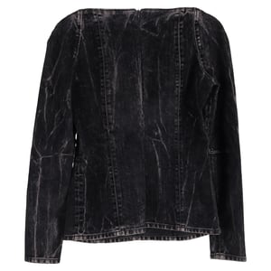 Stella McCartney blouse van fluweel met flockprint in zwarte denim