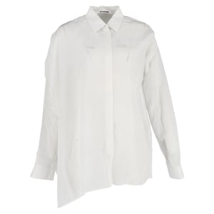 Asymmetrisch overhemd met knoopsluiting van Jil Sander in wit linnen.