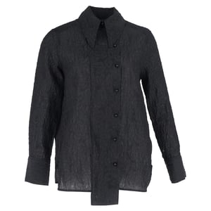 Ganni Jacquard overhemd met wijde sluiting in zwart polyester
