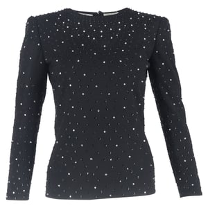 Valentino Garavani top met lange mouwen en versieringen in zwart polyester