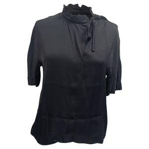Sandro Ruffled Neck Blauw in Zwart Viscose
