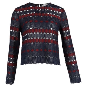Sandro kanten blouse in marineblauw polyester
