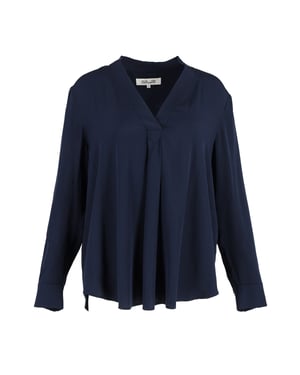 Diane Von Furstenberg Sanorah geplooide blouse in marineblauwe zijde
