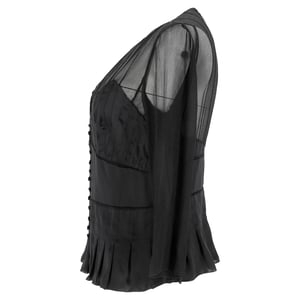Chloé geplooide, doorschijnende blouse met lange mouwen van zwarte zijde