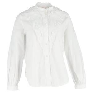 See by Chloé Broderie Anglaise Flounces Shirt in White Cotton