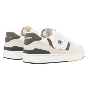Lacoste Leren platte tennisschoenen voor heren met T-clip-set (Wit/donkergroen)