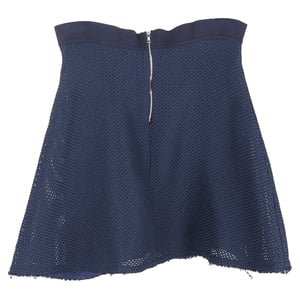Sandro minirok met meshaccenten in A-lijn model, marineblauw polyester