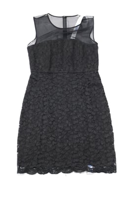 DVF Nisha jurk in zwart kant met mouwloze illusie-details