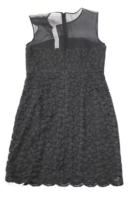 DVF Nisha jurk in zwart kant met mouwloze illusie-details