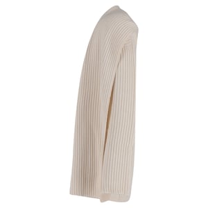 Theory ribgebreid open vest in crèmekleurige wol