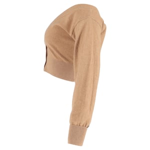 Alexander Wang cropped cardigan met doorschijnend schouderstuk in bruine wol
