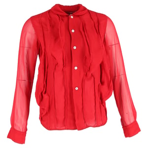 Comme des Garçons blouse met ruches en knopen in rode zijde