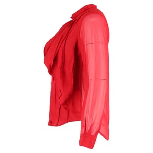 Comme des Garçons blouse met ruches en knopen in rode zijde