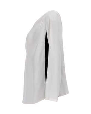 Sandro V-halsblouse van grijze zijde