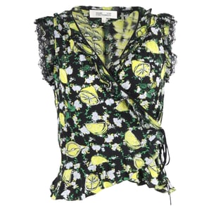 Diane Von Furstenberg Peona wikkelblouse met citroenprint in veelkleurige zijde