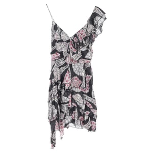 Isabel Marant mini-jurk met ruches en print in veelkleurige zijde
