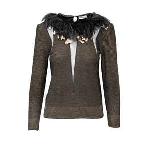 Valentino Boutique Top met verenversiering - jaren '80