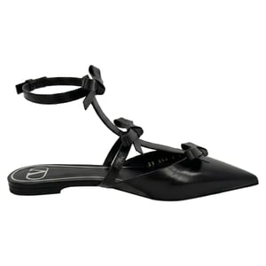 Valentino Garavani Franse Strik Ballerina Flats in Zwart Leder