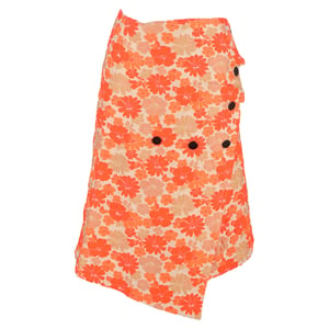 Jil Sander midi-wikkelrok met bloemenjacquardprint in oranje polyester