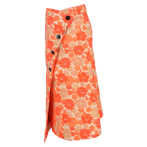 Jil Sander midi-wikkelrok met bloemenjacquardprint in oranje polyester