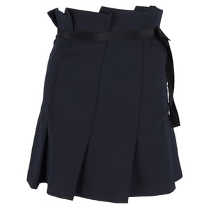 Sandro Paris geplooide minirok met strik in marineblauw polyester