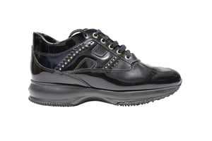 Hogan Interactive sneakers met studs in zwart lakleer