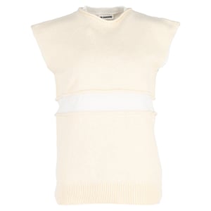 Jil Sander gebreid vest met laagjes in gele wol