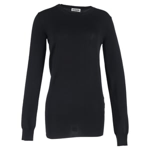 Jil Sander effen trui met ronde hals in zwarte wol