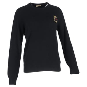 Saint Laurent trui met ronde hals en geborduurde speelkaarten in zwart kasjmier.
