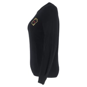 Saint Laurent trui met ronde hals en geborduurde speelkaarten in zwart kasjmier.